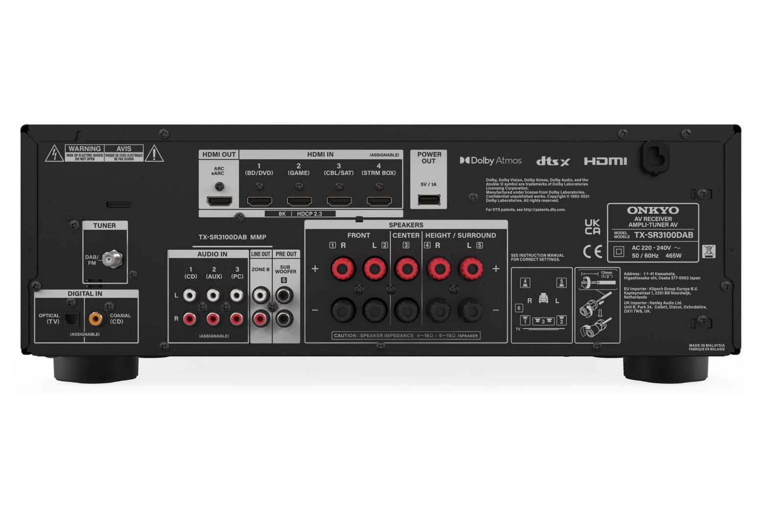 Förstärkare Onkyo TX-SR3100 5.2-kanals A/V-nätverkreceiver