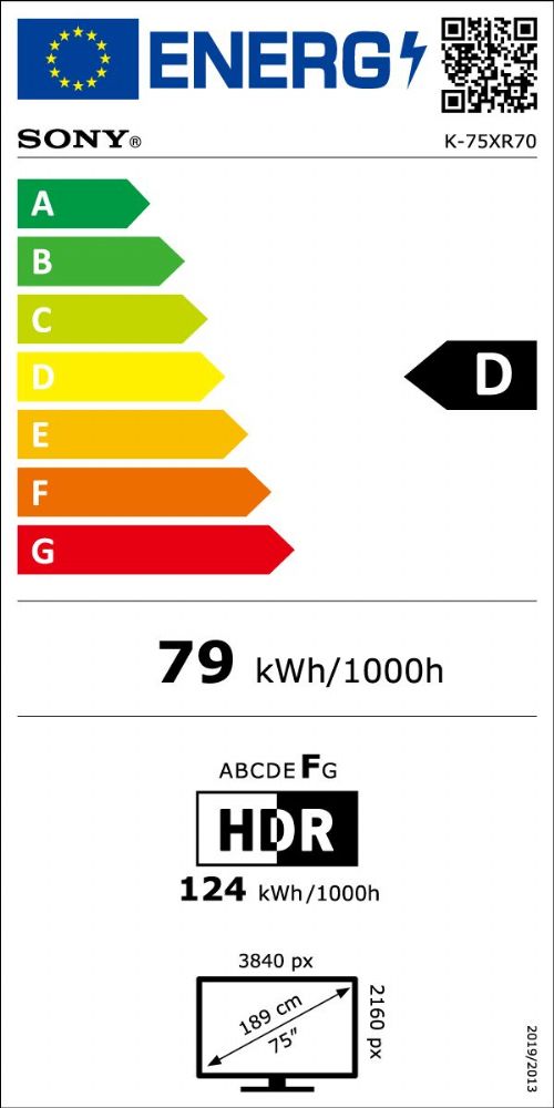 Energibeskrivning för Sony 75 tum Bravia 7 4K Mini-LED Google-TV