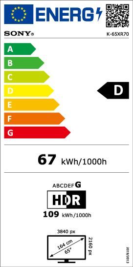 Energibeskrivning för Sony 65 tum Bravia 7 4K Mini-LED Google-TV