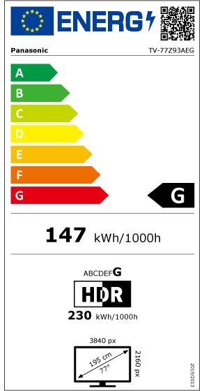 Energibeskrivning för Panasonic TV-77Z93AEG 77 tum OLED Fire TV