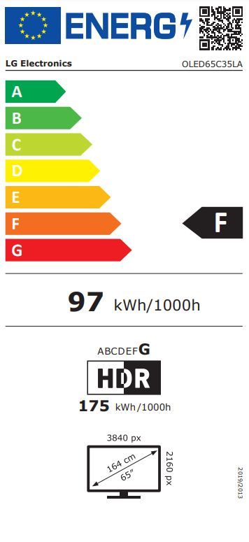 Energibeskrivning för LG OLED65C35LA 65 tums 4K Smart OLED-TV