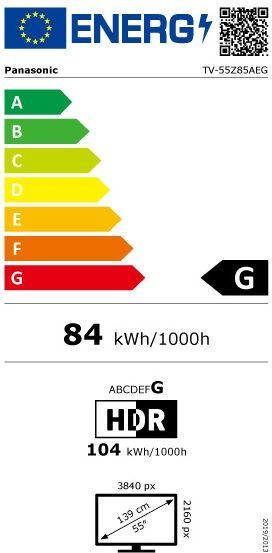 Energibeskrivning för Panasonic TV-55Z85AEG 55 tum 4K OLED Fire TV