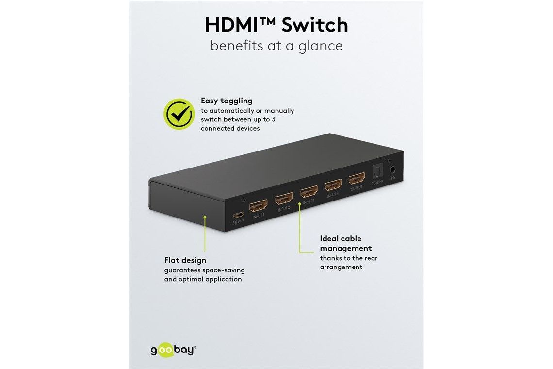 Tillbehör Goobay HDMI Switch 4 till 1 med separat ljud ut