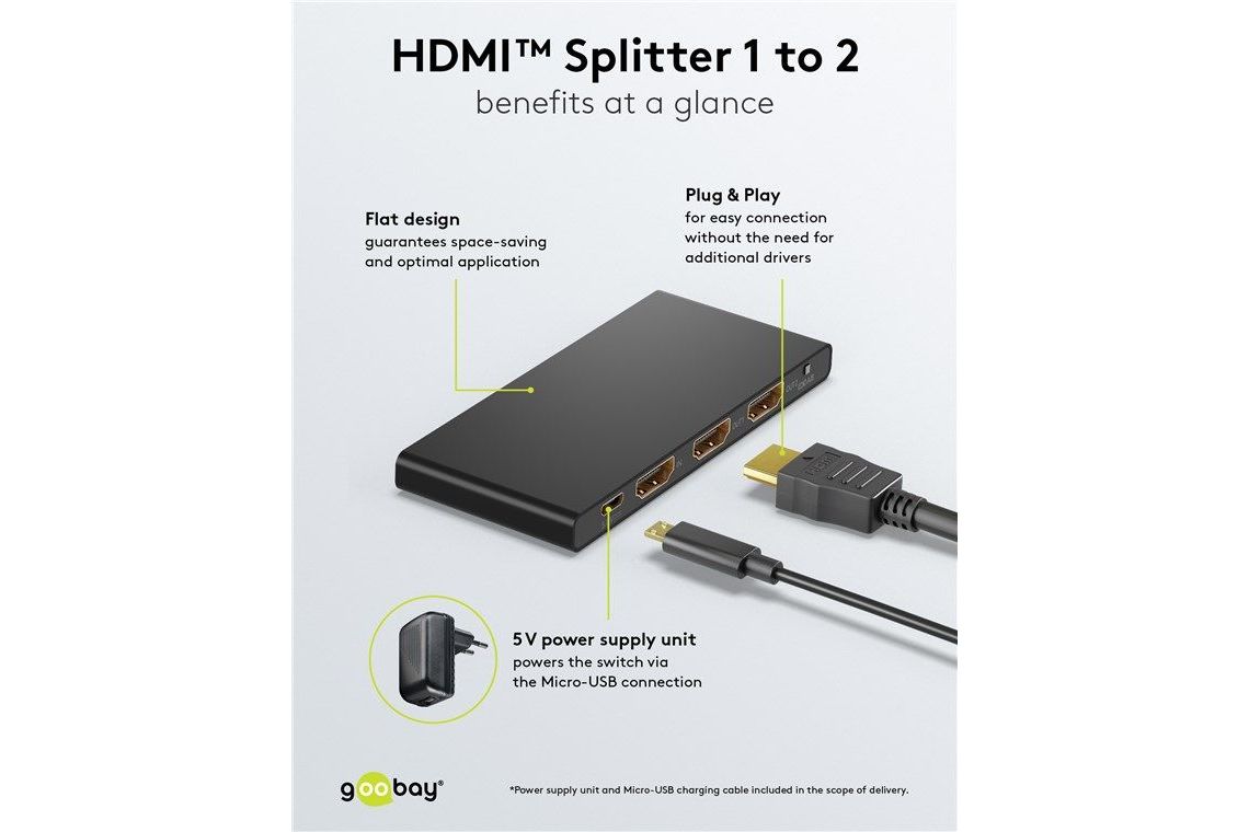 Tillbehör Goobay HDMI Splitter 1 till 2 upp till 4K 60Hz