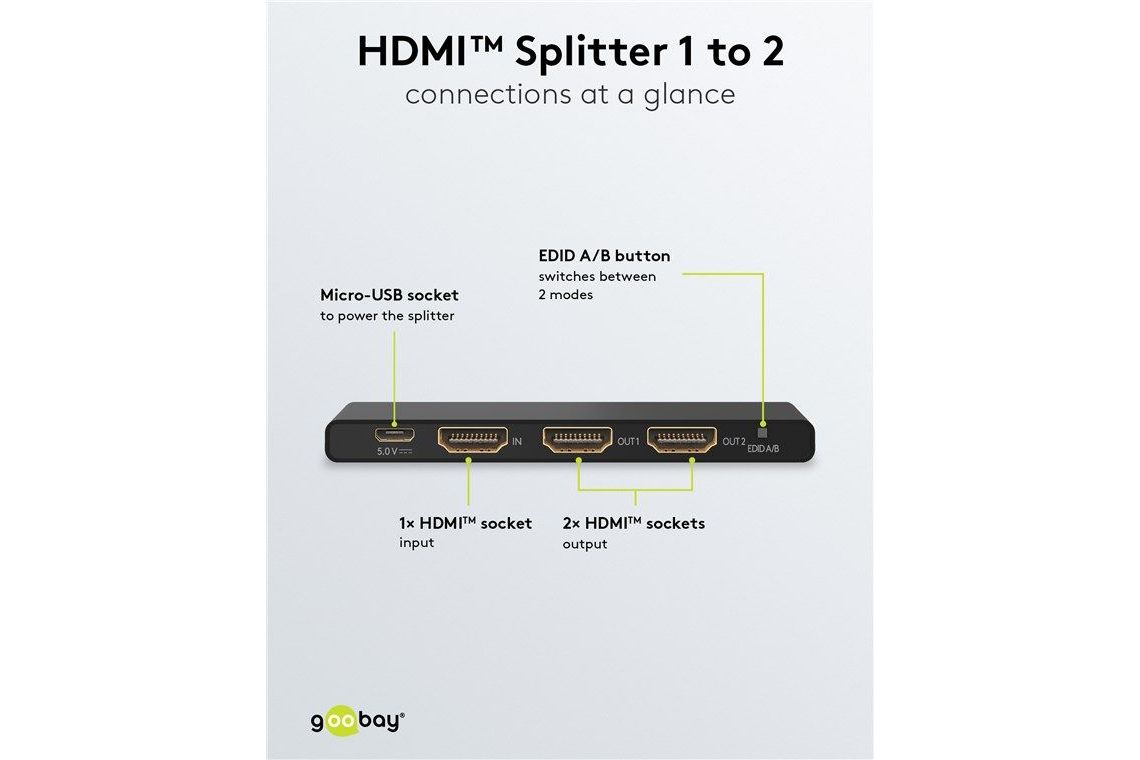 Tillbehör Goobay HDMI Splitter 1 till 2 upp till 4K 60Hz