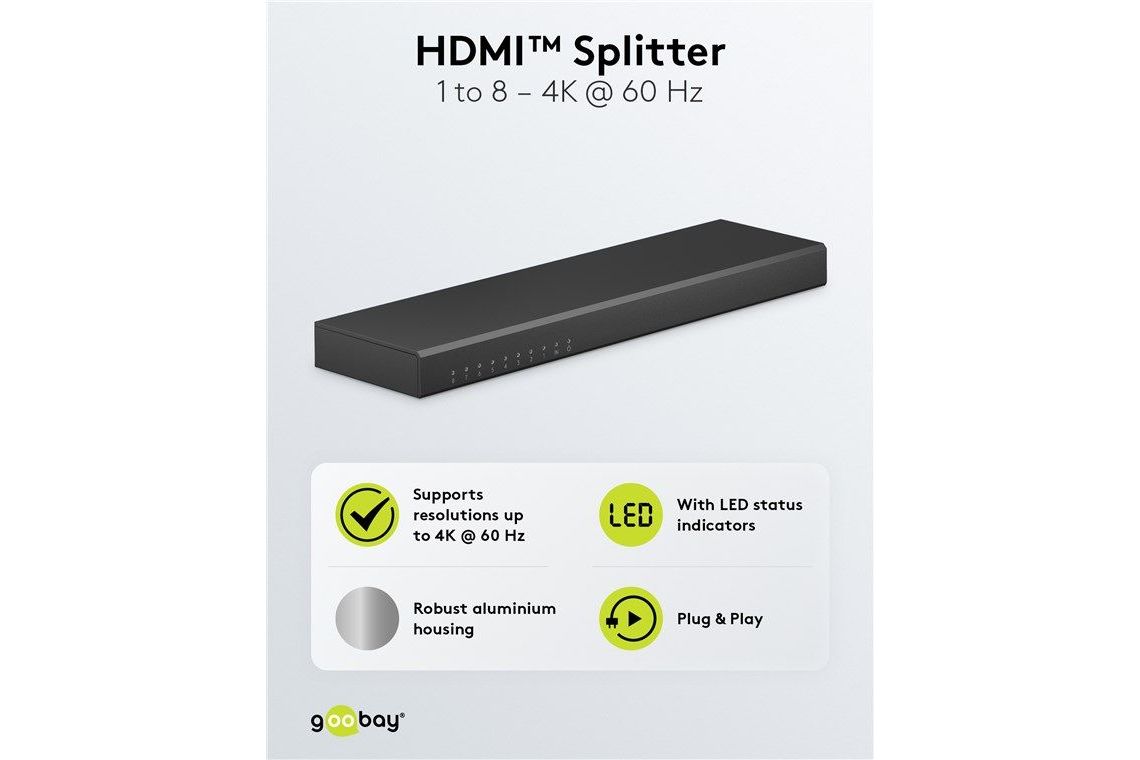 Tillbehör Goobay HDMI Splitter 1 till 8 upp till 4K 60Hz