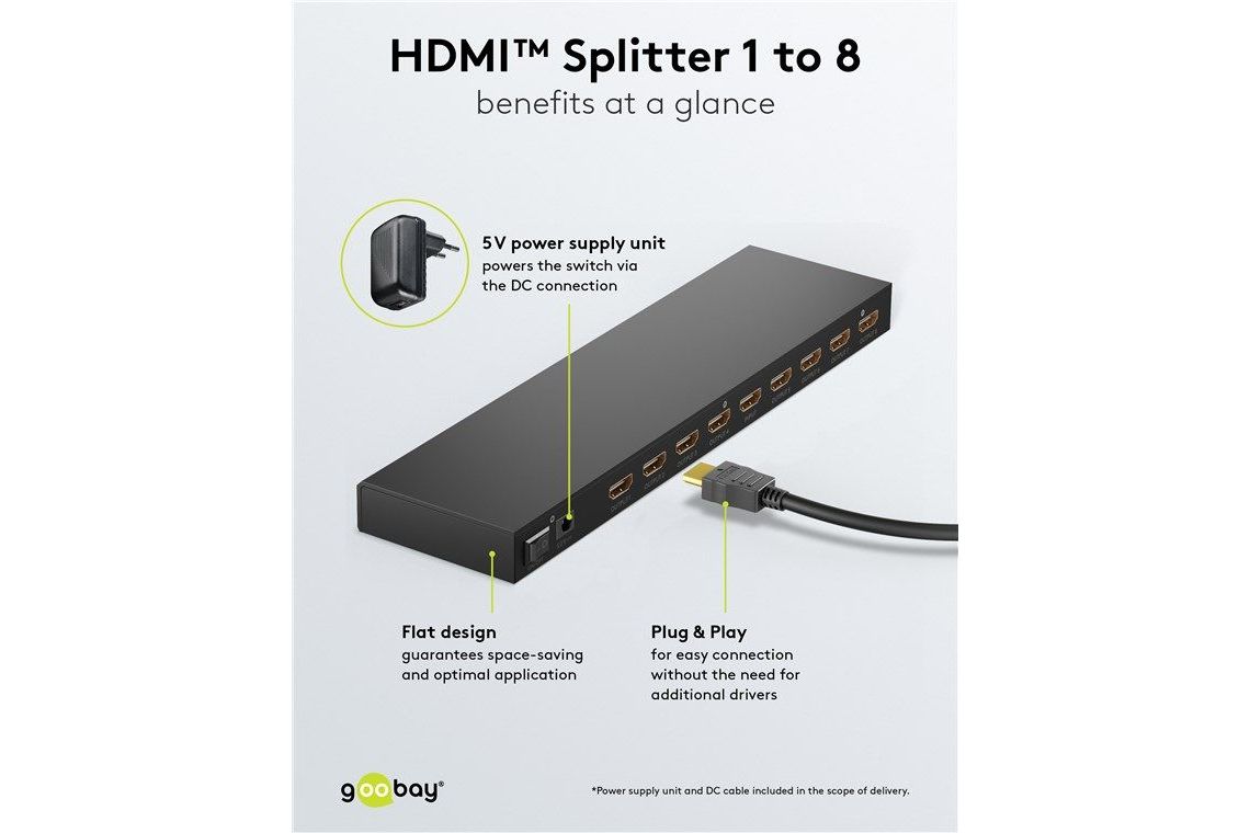 Tillbehör Goobay HDMI Splitter 1 till 8 upp till 4K 60Hz