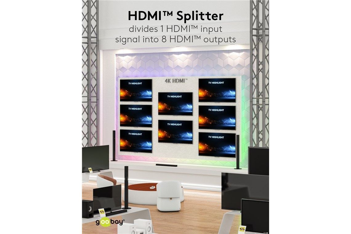 Tillbehör Goobay HDMI Splitter 1 till 8 upp till 4K 60Hz