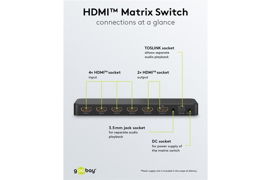 Tillbehör Goobay HDMI matris 4 till 2 upp till 4K 60Hz