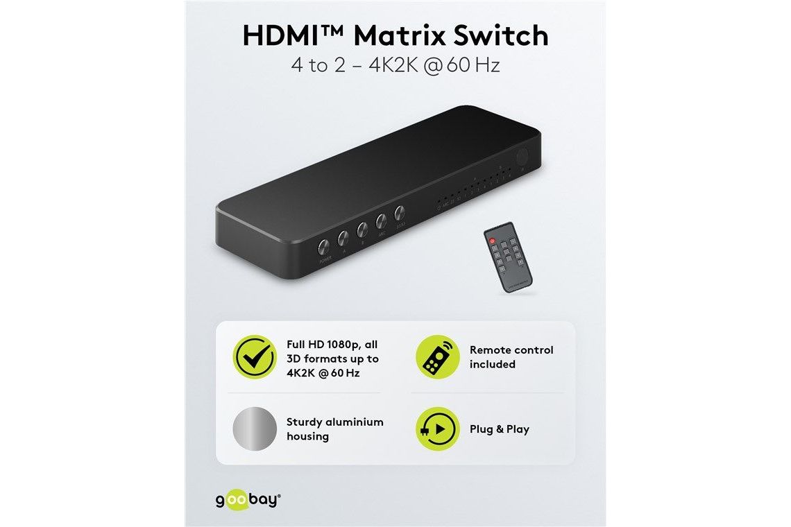 Tillbehör Goobay HDMI matris 4 till 2 upp till 4K 60Hz