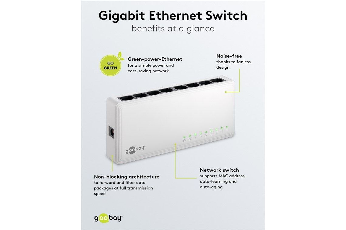 Nätverk Goobay 8-port Gigabit Ehternet switch