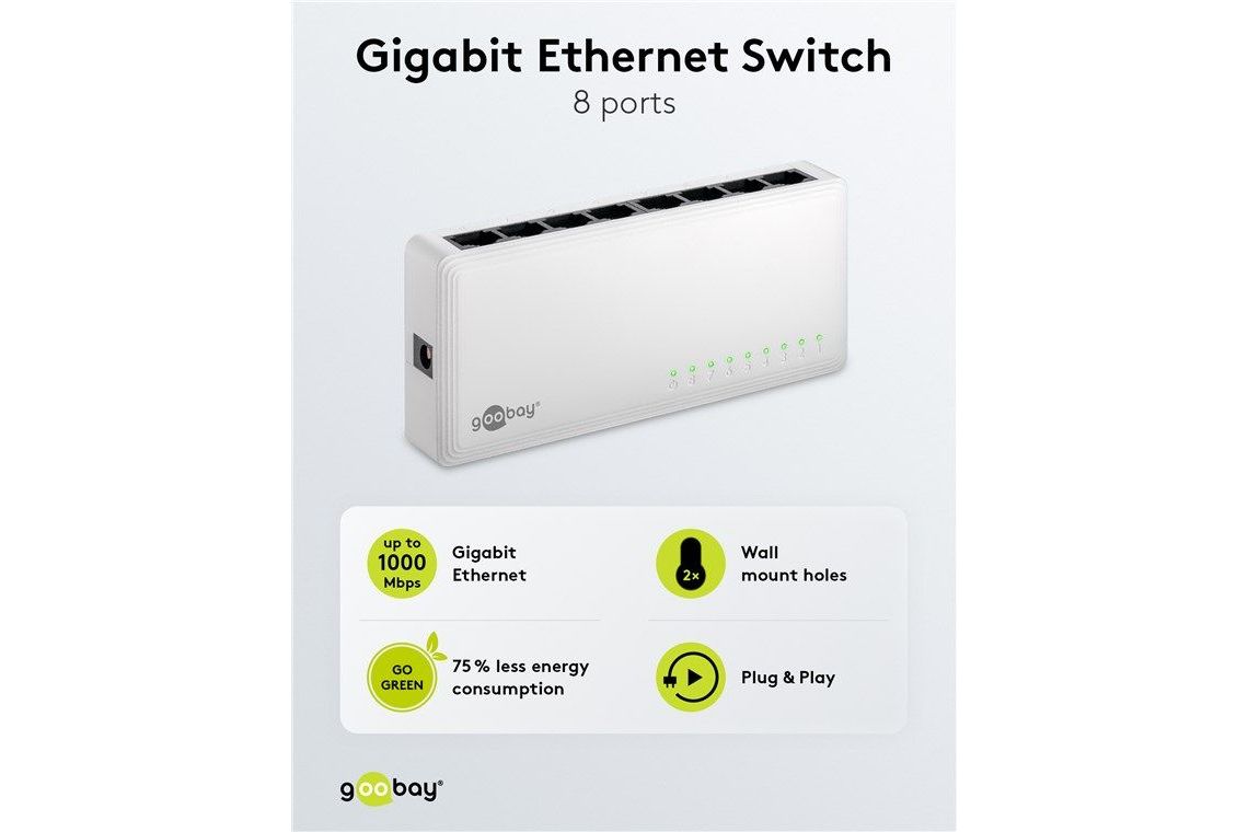 Nätverk Goobay 8-port Gigabit Ehternet switch