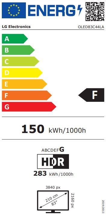 Energibeskrivning för LG OLED83C44LA evo AI 4K Smart-TV 2024