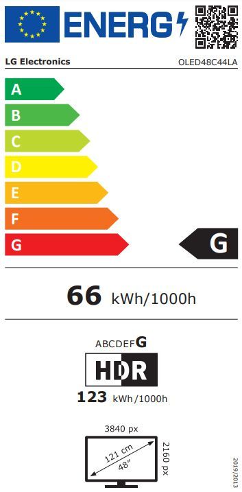 Energibeskrivning för LG OLED48C44LA evo AI 4K Smart-TV 2024