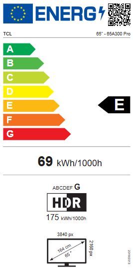 Energibeskrivning för TCL NXTFRAME TV 65A300 Pro 4K QLED Smart-TV