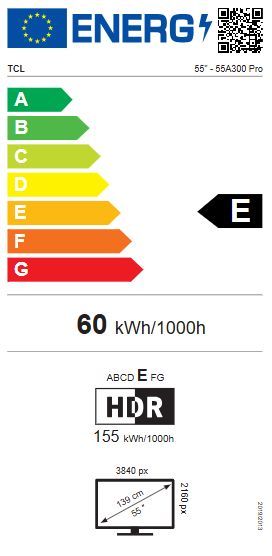 Energibeskrivning för TCL NXTFRAME TV 55A300 Pro 4K QLED Smart-TV