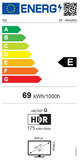 Energibeskrivning för TCL NXTFRAME TV 65A300W 4K QLED Smart-TV