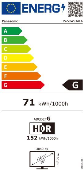 Energibeskrivning för Panasonic TV-50W93AE6 4K Premium Fire TV