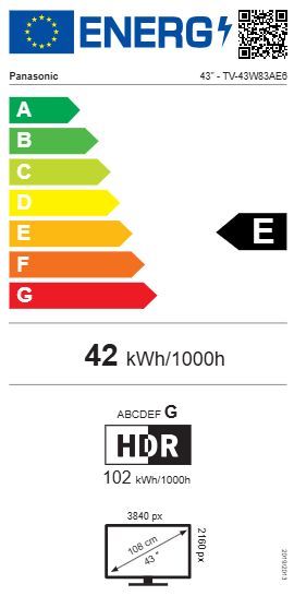 Energibeskrivning för Panasonic TV-43W83AE6 4K Premium Fire TV