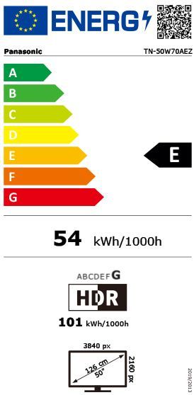 Energibeskrivning för Panasonic TN-50W70AEZ 4K LED Google-TV