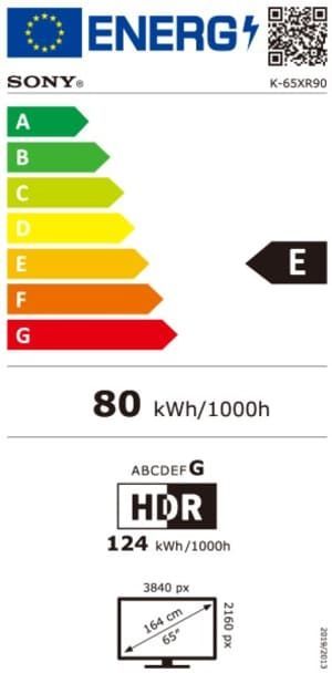 Energibeskrivning för Sony 65 tum Bravia 9 4K Mini-LED Google-TV