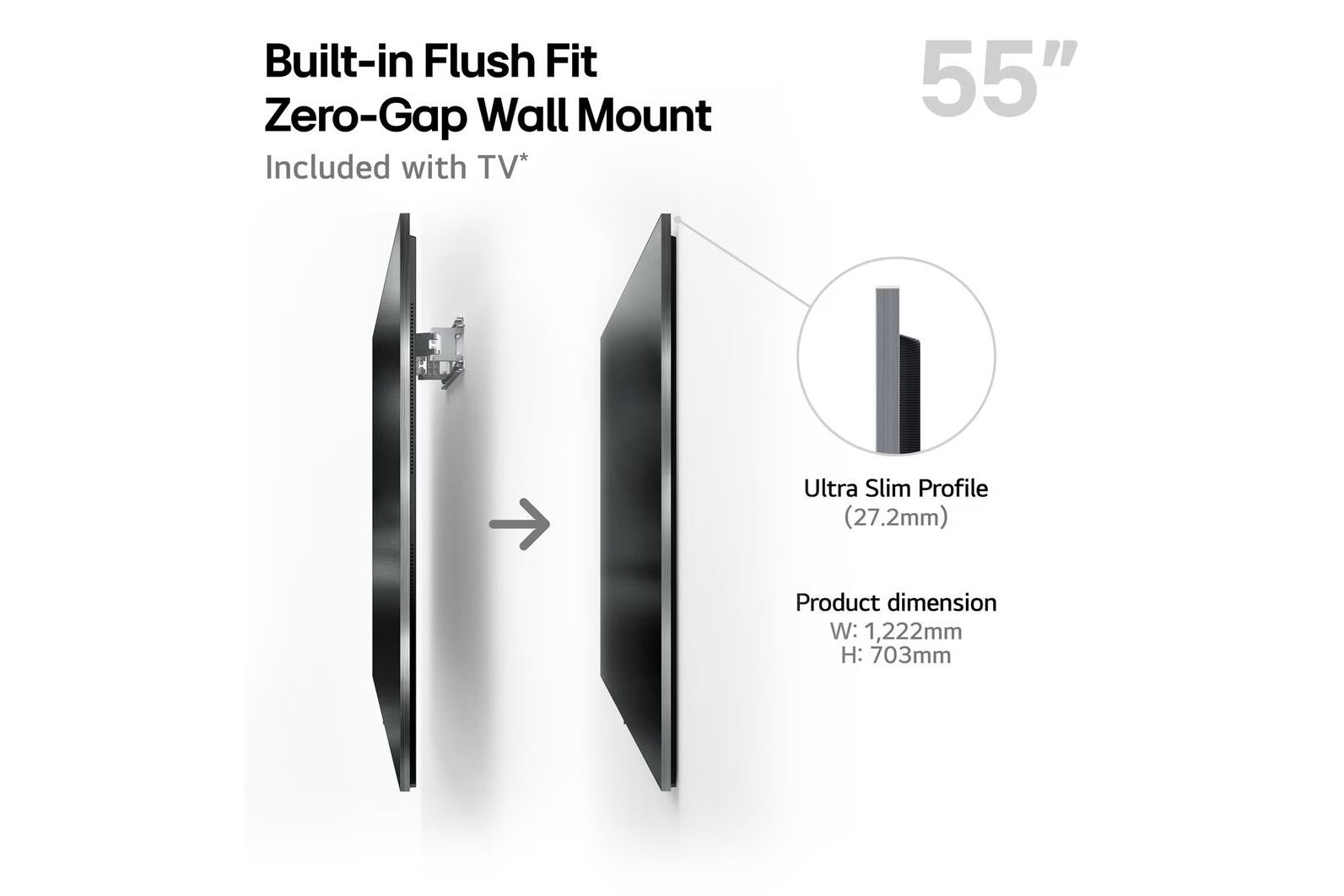 TV-apparater LG OLED55G54LW evo AI G5 4K med väggfäste
