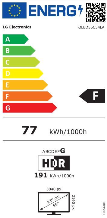Energibeskrivning för LG OLED55C54LA evo AI C5 4K Smart TV 2025