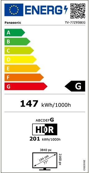 Energibeskrivning för Panasonic TV-77Z95BEG 4K OLED Fire TV 2025