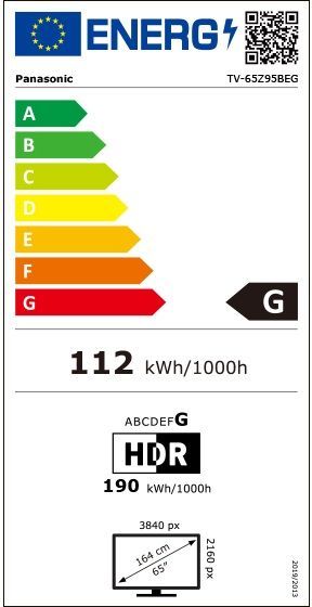 Energibeskrivning för Panasonic TV-65Z95BEG 4K OLED Fire TV 2025