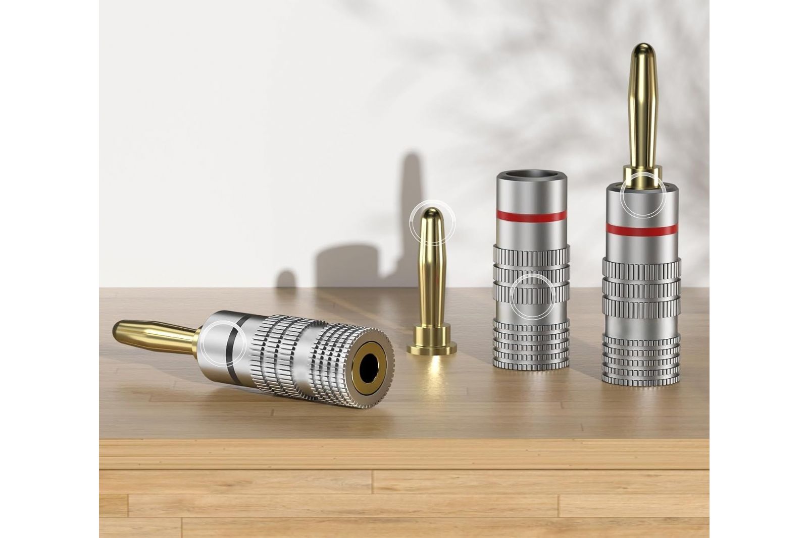 Kablar Fosi Audio Banankontakter 4-pack Silver