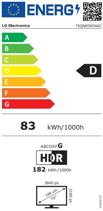 Energibeskrivning för LG 75QNED85A6C MiniLED 4K Smart TV 2025