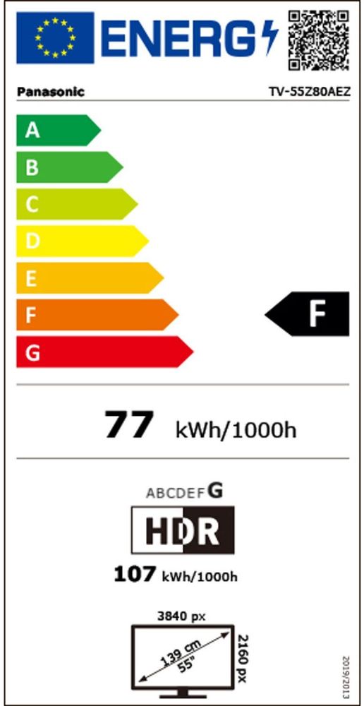 Energibeskrivning för Panasonic TV-55Z80AEZ 4K OLED Fire TV 2024