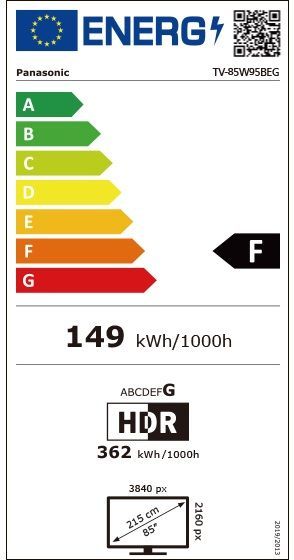 Energibeskrivning för Panasonic TV-85W95BEG 4K HDR MiniLED Smart-TV