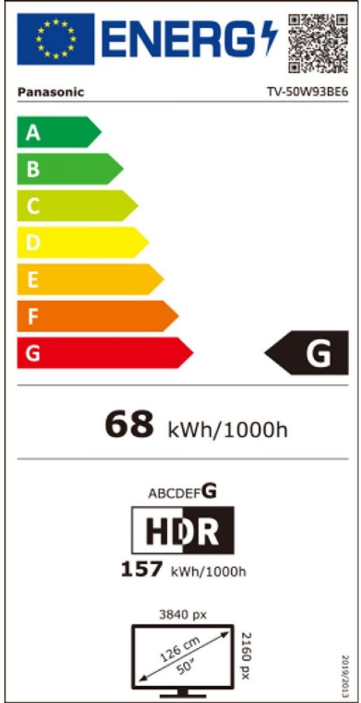 Energibeskrivning för Panasonic TV-50W93BE6 4K HDR LED smart-TV