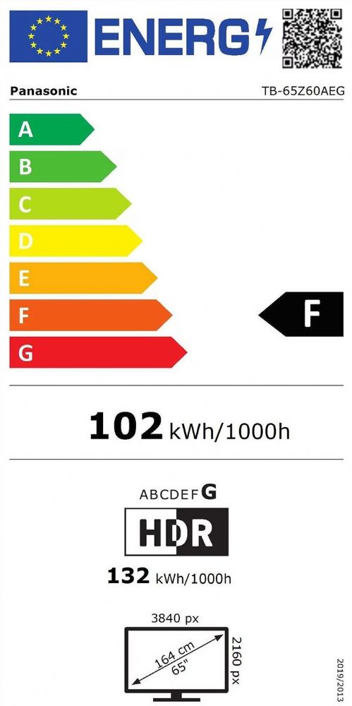 Energibeskrivning för Panasonic TB-65Z60AEG 4K HDR 4K OLED-TV