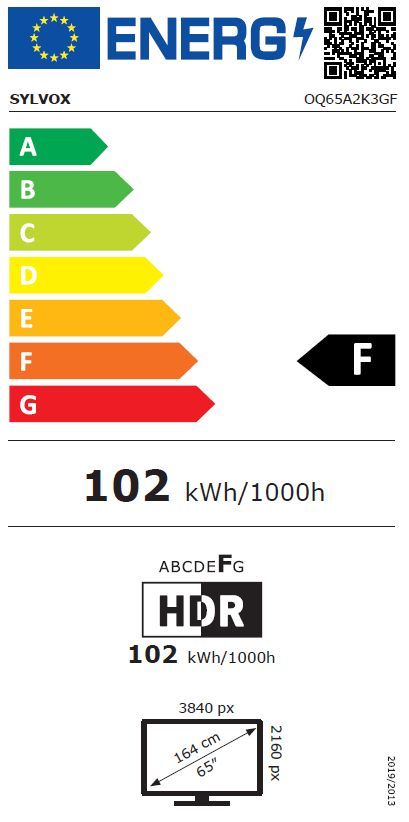 Energibeskrivning för Sylvox Deck Pro QLED 2.0 65-tums utomhus TV