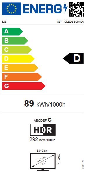 Energibeskrivning för LG OLED83C64LA evo AI 4K Smart TV 2026