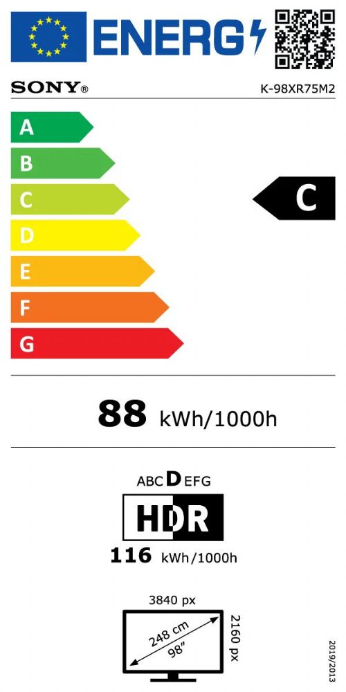 Energibeskrivning för Sony Bravia 7 II 98 tum 4K True RGB Smart-TV