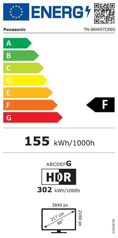 Energibeskrivning för Panasonic TN-86W97CE6S QD-Mini LED Google TV