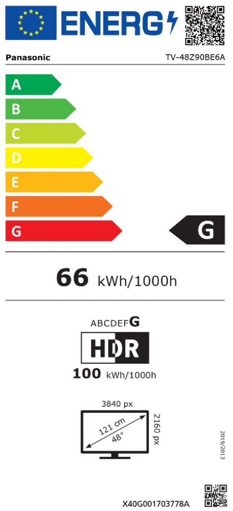 Energibeskrivning för Panasonic TV-48Z90BE6A 4K OLED Fire-TV