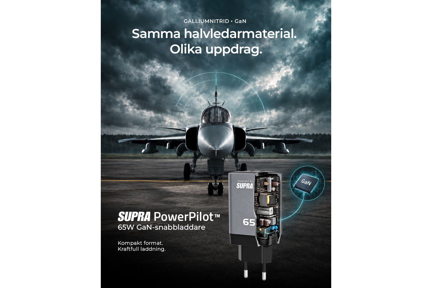 Tillbehör Supra PowerPilot 3-Port GaN Fast Charger 65W